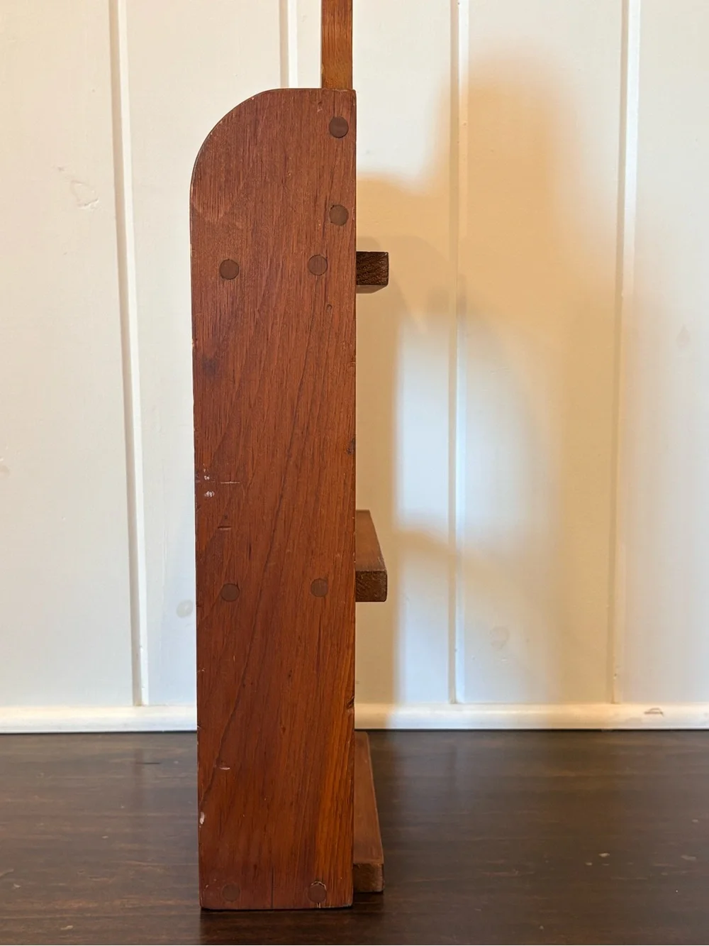 Vintage Brown Wooden Wall Shelf | Rustic Farmhouse Country Cottage Decor
